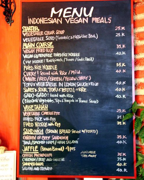 Menu of Sawobali, it is not all vegetarian.  at Sawobali  in Ubud