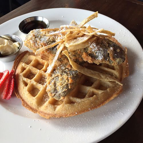 brunch: chicken and waffles at V-Eats in Dallas