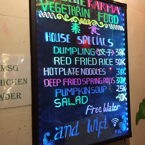 specials at Veggie Karma in Ubud