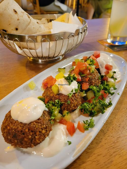 Falafels $15 comes with hummus and pita at Mezze Restaurant in Kralendijk