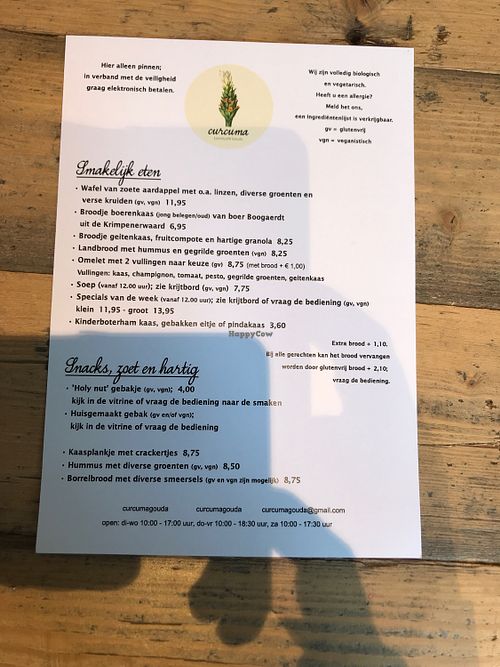 Limited menu at Lunchcafe Curcuma in Gouda