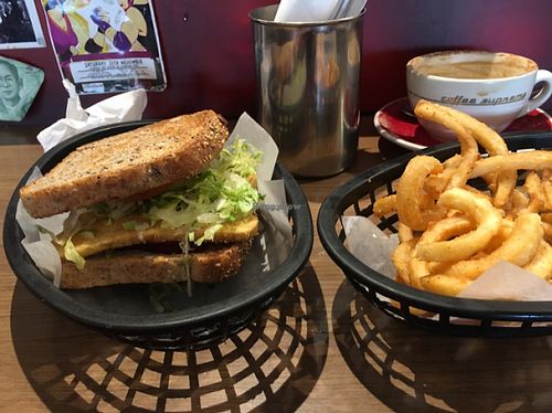 po boy sandwich and curly fries  at Sweet Mother's Kitchen in Wellington
