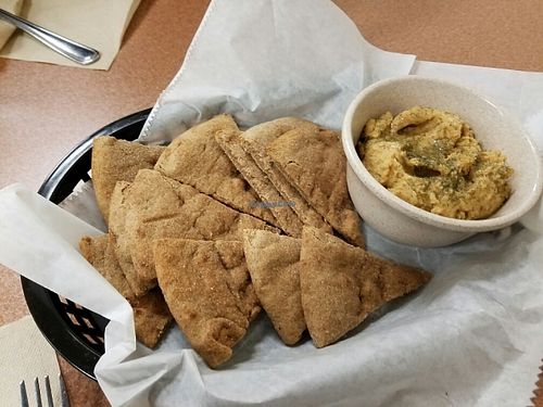 Hummus and Pita Chips Appetizer  at Plant Power Cafe & Juice Bar in Chattanooga