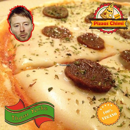 Thom Yorke, one of the favorites! vegan pizza at Pizzas Veganas Chimi in La Plata