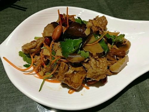 Cold snack - tofu, mushrooms, and veggies at Vegetarian Dumpling in Beijing