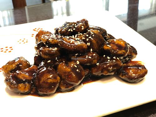 Sweet and sour fried mushrooms! at Vegetarian Dumpling in Beijing