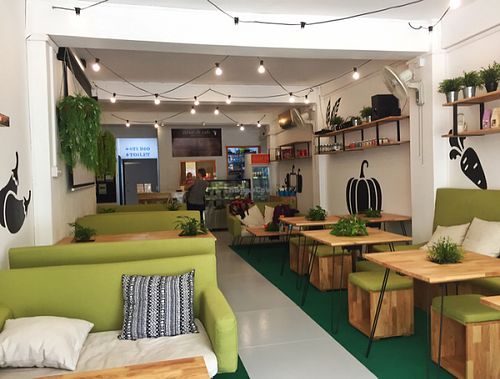 The interior  at Nourish Cafe in Yangon