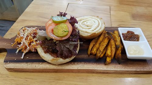 Burger at Nourish Cafe in Yangon