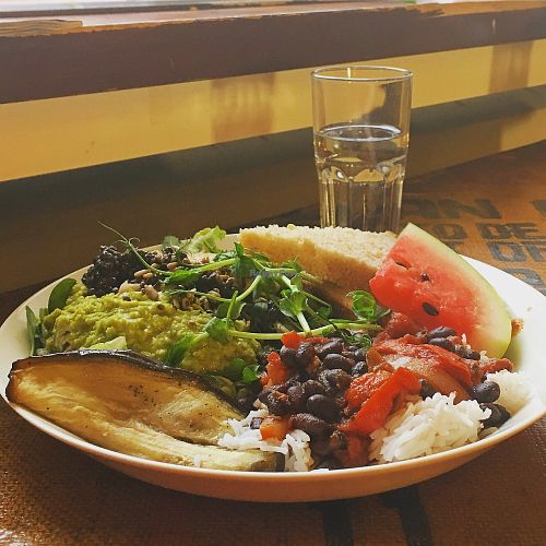 vegan plate at Espresso Edge in Helsinki