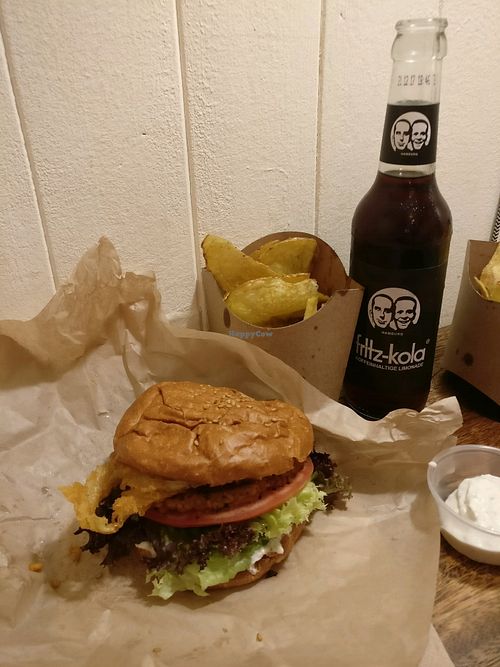 Burger meal at Aloha Vegan Delights in Valencia