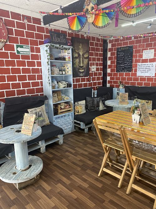 Indoor Seating Area w/Tiendita (Store Items)  at Los Alebrijes Veg in Mexico City