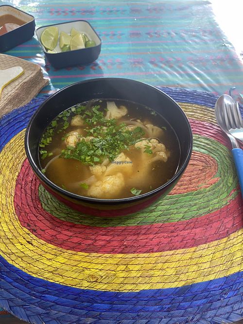 Cauliflower Soup (Delicious and Satisfying)  at Los Alebrijes Veg in Mexico City