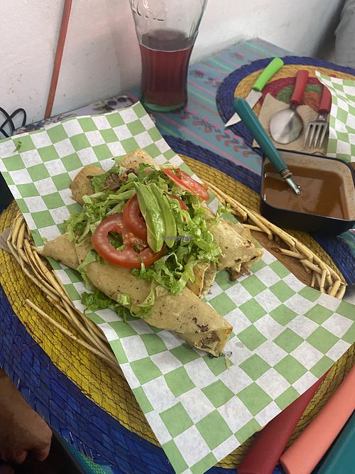 Tacos de carne (vegan of course)  at Los Alebrijes Veg in Mexico City