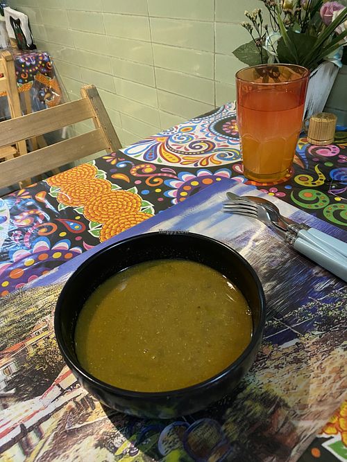 Lentil soup (part of daily menu) at Los Alebrijes Veg in Mexico City