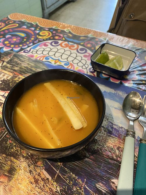 Potato soup at Los Alebrijes Veg in Mexico City