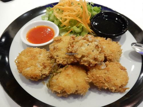 Fake 'fish' cakes at Ama Vegan Kitchen in Chiang Mai