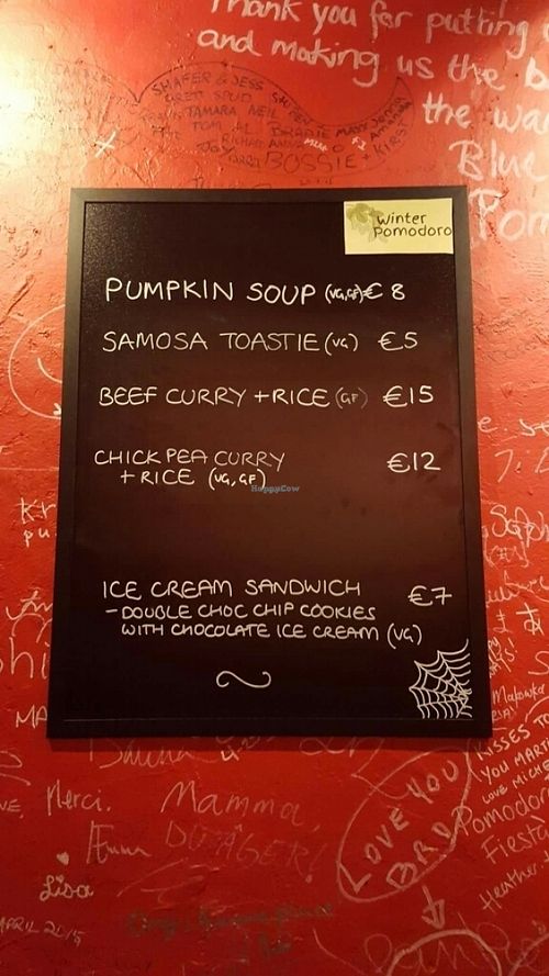 menu changes daily at Pomodoro's in Antibes