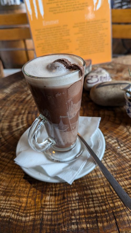 iced coffee with vegan chocolate ice cream at The Grain Mill - Organic Bistro and Shop in Knysna