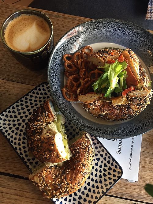 Pepperoni bagel/ top notch bagel at Bury Me Standing  in Hobart