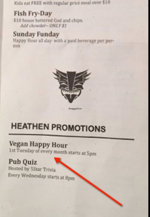 Heathen promotion of Vegan Happy Hour at Heathen Brewing Feral Pub House in Vancouver