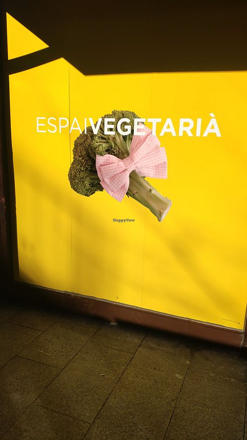 Poster outside at Veggie's World in Andorra La Vella