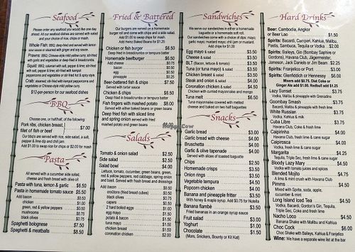 Menu page 2 at Lazy Beach in Koh Rong