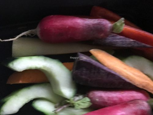 Yummy veggies that went with my "to go" hummus. at Flower Child in Santa Monica