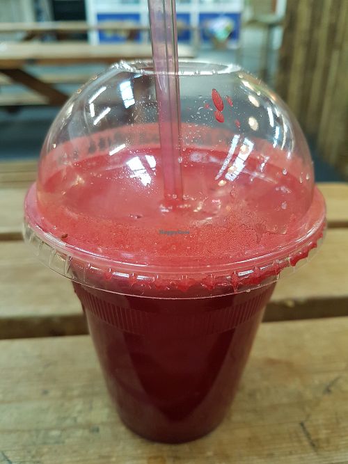 Beetroot, ginger, apple, orange, turmeric, lime - amazing! at Get Juiced in South West London