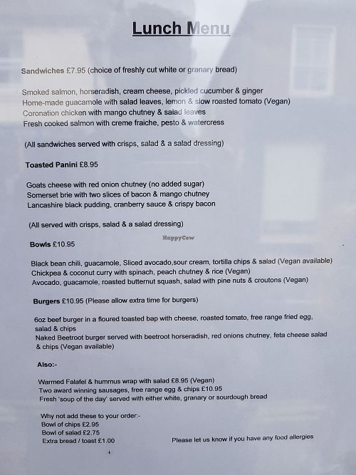 Lunch menu at Turtle Bean Cafe in Liss