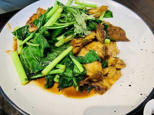 Peking duck and gailan  at Huong Viet in Footscray