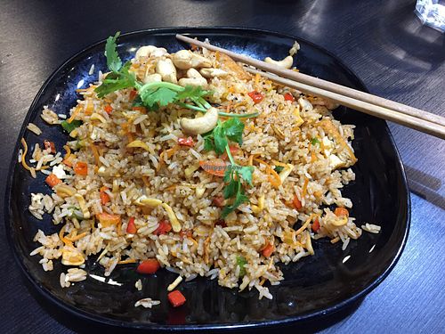 Com Do - tomato rice, cashew nuts and sesame shredded tofu at Huong Viet in Footscray