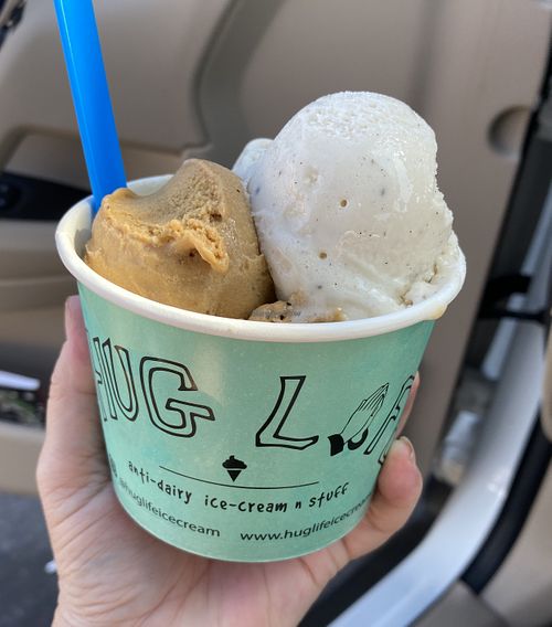 Earl great, (hiding on the bottom) with 1/2 scoop each of coffee and Vietnamese coffee.  Perfect for a 100+ degree So Cal day at Hug Life in Garden Grove