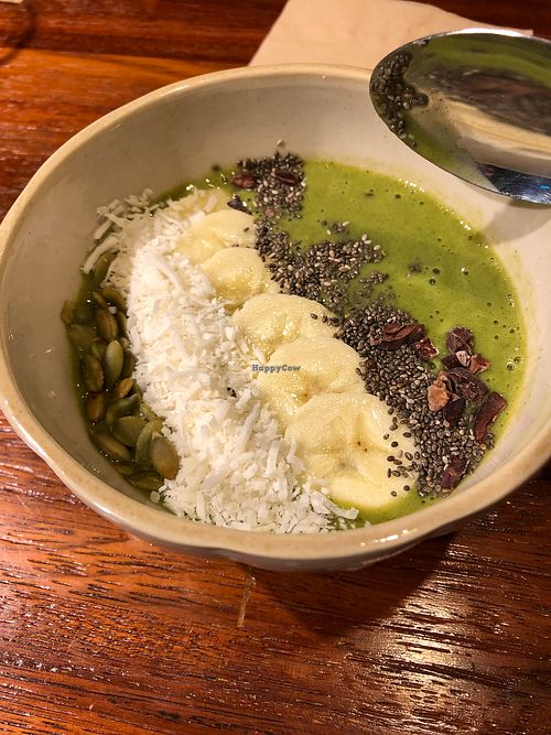 Half of a match smoothie bowl at The Picker - 더 피커 in Seoul