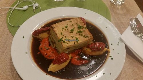 Wild mushroom & potato pave.  at Vegan Express in South West London