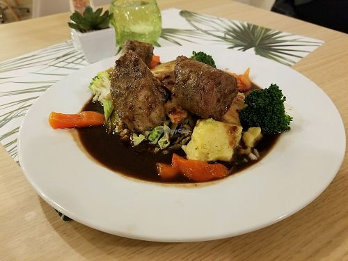 sliced black-eyed bean loaf at Vegan Express in South West London