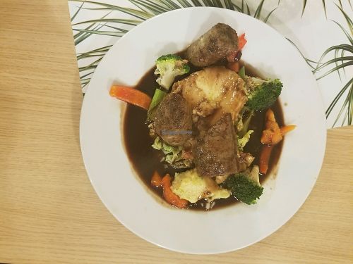 sliced black-eyed bean loaf at Vegan Express in South West London