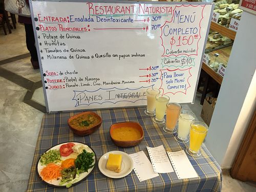 Lunch menu with prices in Argentine Pesos May 2016 at Madre Tierra in San Salvador De Jujuy