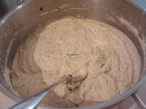 Massive pot of hummus! at Vegan People's Kitchen in Glasgow