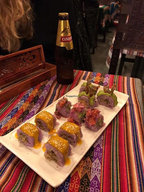Vegan causushis (peruvian sushis) at Dimension Latina in Brussels