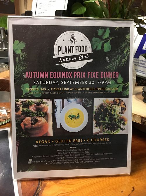 Prize fixe dinner 9-30-17 at Plant Food Supper Club in Idyllwild