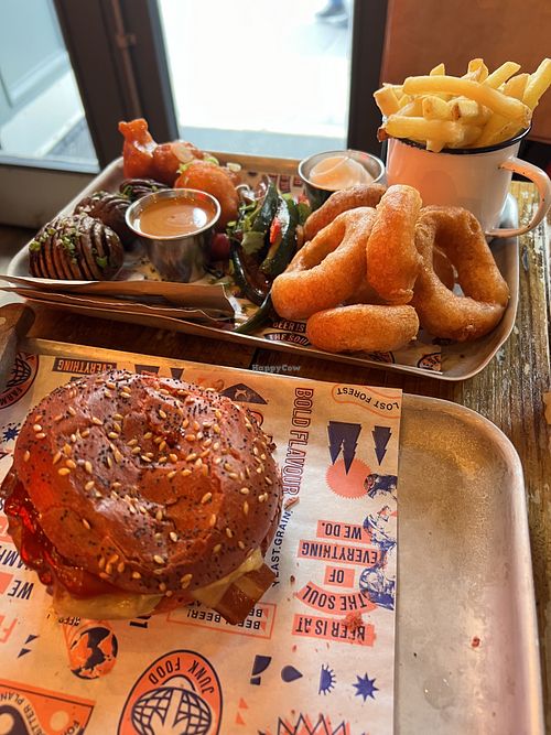 Vegan burger and vegan share platee  at BrewDog in Aberdeen