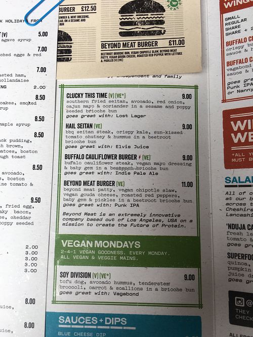 Vegan options May 2019 at BrewDog in Aberdeen