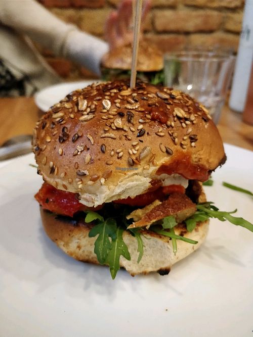Delicious vegan chicken, fetta burger! at Lia's Kitchen in Berlin
