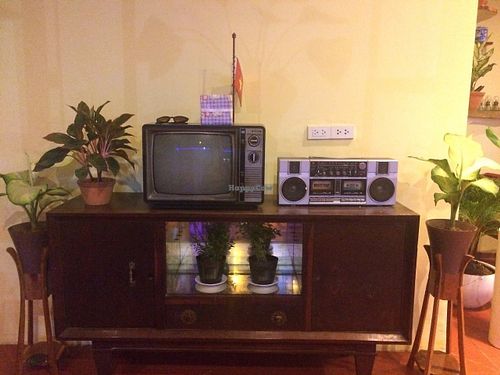 Old Vietnamese living room style at September Vegetarian in Phu Quoc