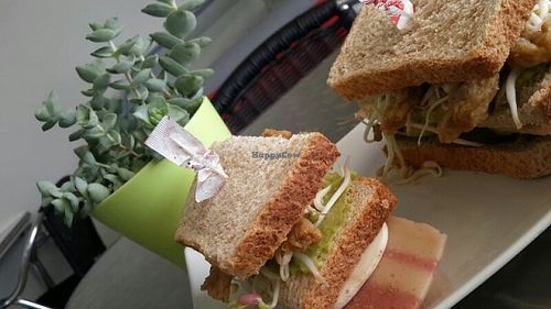 Vegan bacon & vegetables sandwich at La Ola Verde in Lanzarote