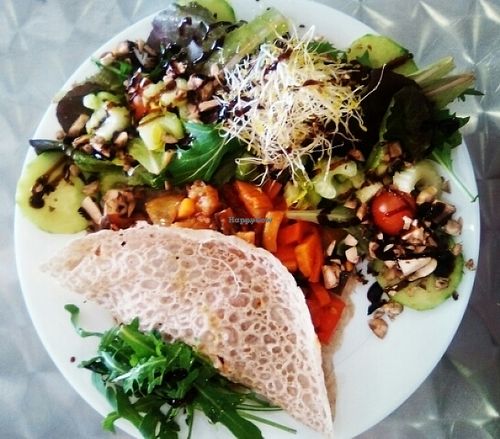 Buckwheat crepes & salad at La Ola Verde in Lanzarote