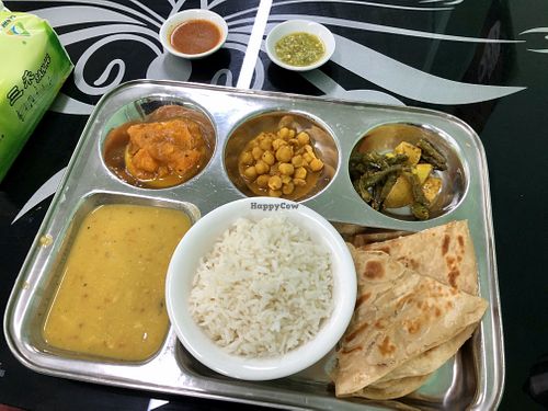 The new square style Thali set, 3,000 Kyats   at Sweet Indian-Nepali Restaurant in Yangon