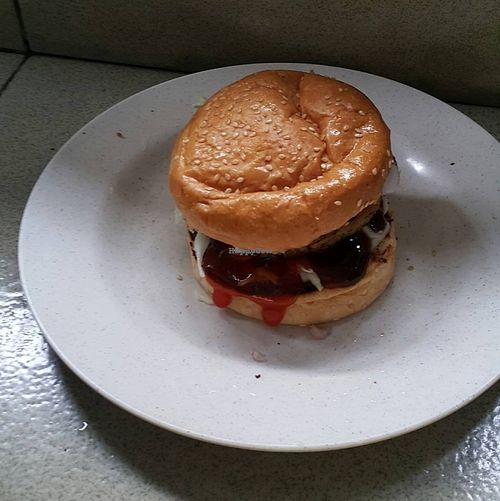 Vegan burger (no cheese) at Veer's Veg Street Burger in Kuala Lumpur