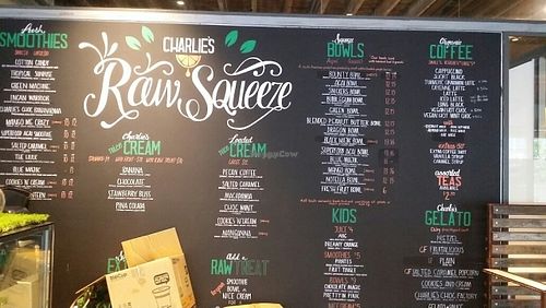 wall menu at Raw Squeeze at Lorna Jane in Newstead