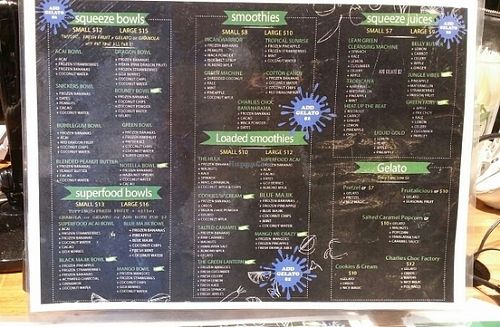 menu 2 at Raw Squeeze at Lorna Jane in Newstead